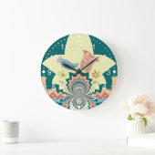 Fun Crazy Owl Birds Zickzack Muster Große Wanduhr (Zuhause)