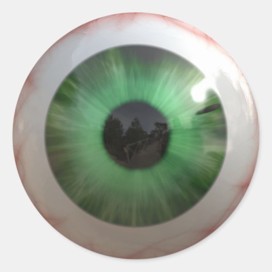 Fun Creepy Green Eye Ball - komisches, geschmacklo Runder Aufkleber (Vorderseite)