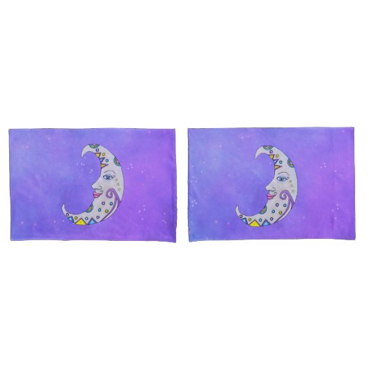 Fun Crescent Moon mit Face Festive Markings Sky Kissenbezug (Vorderseite-Set)