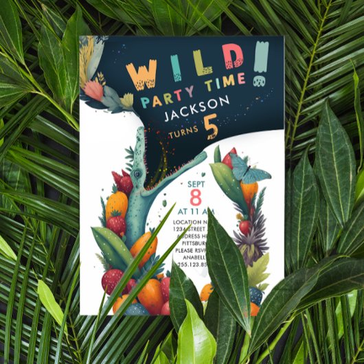 Fun Crocodile Alligator Dino Tropisches Wildes Par Einladung