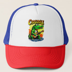 Fun Crocodile T - Shirt: Gitarrenspiel Grafik Truckerkappe