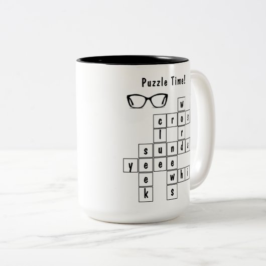 Fun Crossword Puzzle Schwarz und Weiß Zweifarbige Tasse (VorderseiteRechts)