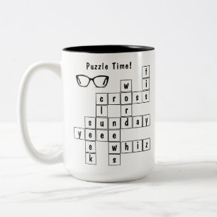 Fun Crossword Puzzle Schwarz und Weiß Zweifarbige Tasse
