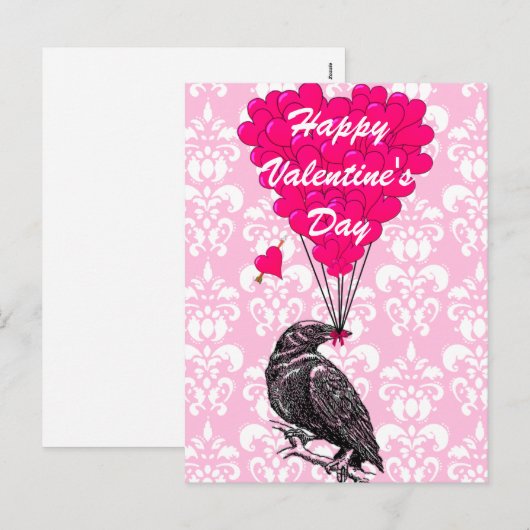 Fun Crow Liebe Feiertagspostkarte (Vorne/Hinten)