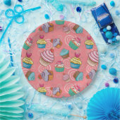 Fun Cupcake Design Round Paper Plate Pappteller (Party)