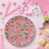 Fun Cupcake Design Round Paper Plate Pappteller (Party)