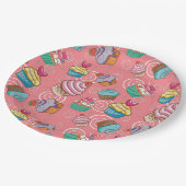 Fun Cupcake Design Round Paper Plate Pappteller (Schrägansicht)