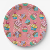 Fun Cupcake Design Round Paper Plate Pappteller (Vorderseite)
