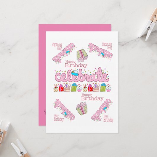 FUN Cupcake Happy Birthday Einladung (Vorderseite/Rückseite Beispiel)