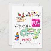 FUN Cupcake Happy Birthday Einladung (Vorderseite)