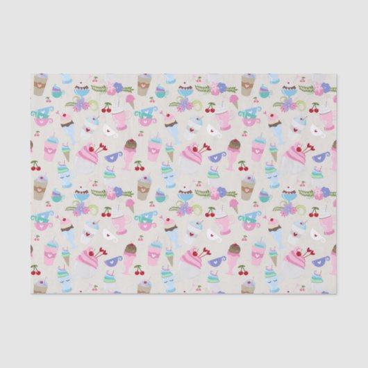 Fun Cupcake Süßigkeiten Geburtstagspartmuster Seidenpapier (Vorderseite)