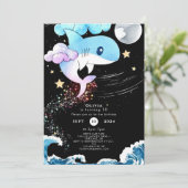 Fun Custom Boho Shark Geburtstag Einladung (Stehend Vorderseite)