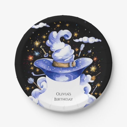 Fun Custom Broom Wizard Geburtstag Pappteller (Vorderseite)