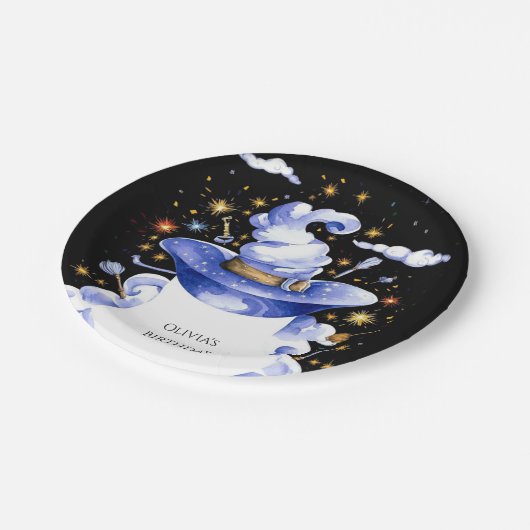 Fun Custom Broom Wizard Geburtstag Pappteller (Schrägansicht)