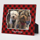 Fun Custom Christmas Red & Black Kariert Foto Fram Fotoplatte (Seite)