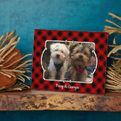 Fun Custom Christmas Red & Black Kariert Foto Fram Fotoplatte (Seite)
