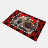 Fun Custom Christmas Red & Black Kariert Foto Fram Fußmatte (Schrägansicht)