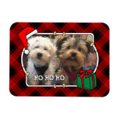 Fun Custom Christmas Red & Black Kariert Foto Fram Magnet (Horizontal)