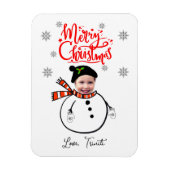 Fun Custom Face Foto Niedlich Snowman Frohe Weihna Magnet (Vertikal)
