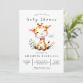 Fun Custom Giraffe Baby Dusche Einladung (Stehend Vorderseite)