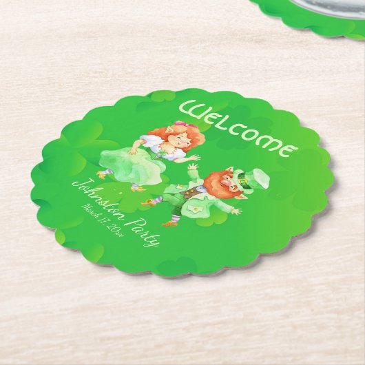 Fun Custom Green Irish Elves Dance St Patrick Jig Untersetzer (angewinkelt)