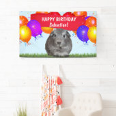 Fun Custom Happy Birthday Balloons Gray Guinea Pig Banner (Insitu)