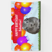 Fun Custom Happy Birthday Balloons Gray Guinea Pig Banner (Vertikal)