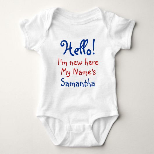 Fun custom hello Fügen Sie Ihren Namen hinzu Baby Strampler (Vorderseite)