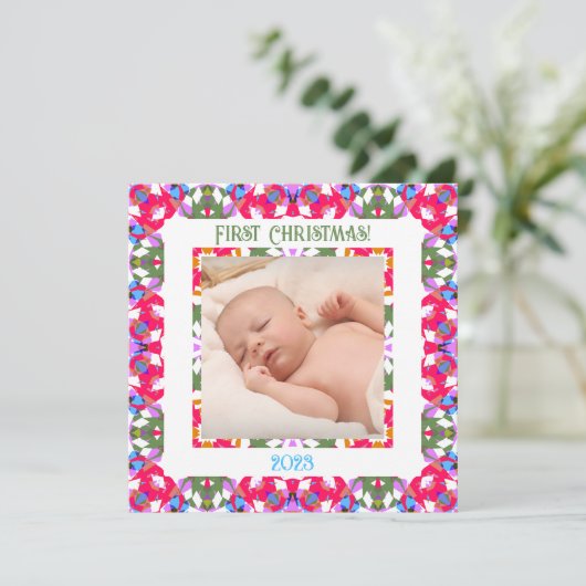 Fun Custom Holly Jolly Weihnachts Foto Geschenk (Stehend Vorderseite)