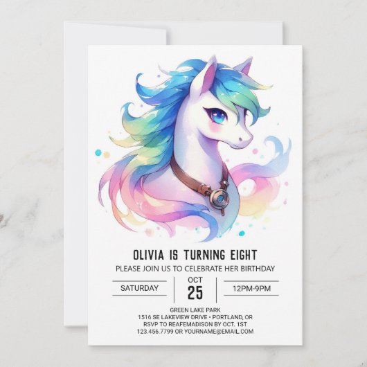 Fun Custom Horse Birthday Einladung (Vorderseite)
