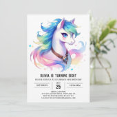 Fun Custom Horse Birthday Einladung (Stehend Vorderseite)