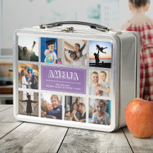 Fun Custom Kids Name Family Foto Collage Lila