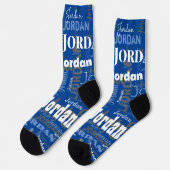 Fun Custom Name Dark Blue White Men Socken (Linkes Detail)