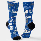 Fun Custom Name Dark Blue White Men Socken (Gewinkelt)