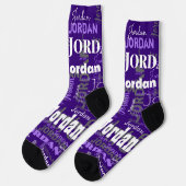 Fun Custom Name Purple White for Men Socken (Linkes Detail)