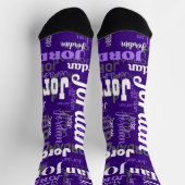 Fun Custom Name Purple White for Men Socken (Oben)