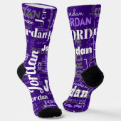 Fun Custom Name Purple White for Men Socken (Gewinkelt)