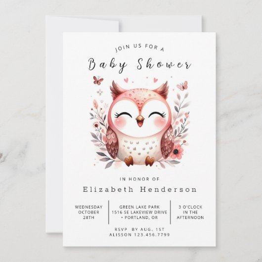 Fun Custom Owl Baby Dusche Einladung (Vorderseite)