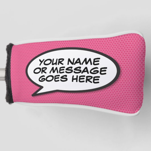 Fun Custom Speech Bubble Comic Book Pink Golf Headcover (Vorderseite)