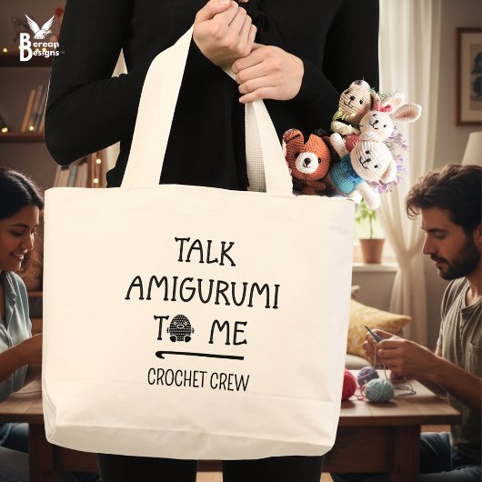 Fun Custom TALK AMIGURUMI TO ME Crochet Crew Jumbo Stoffbeutel