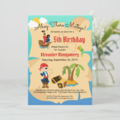 Fun Custom Treasmap Pirate Boy Birthday Party Einladung (Stehend Vorderseite)