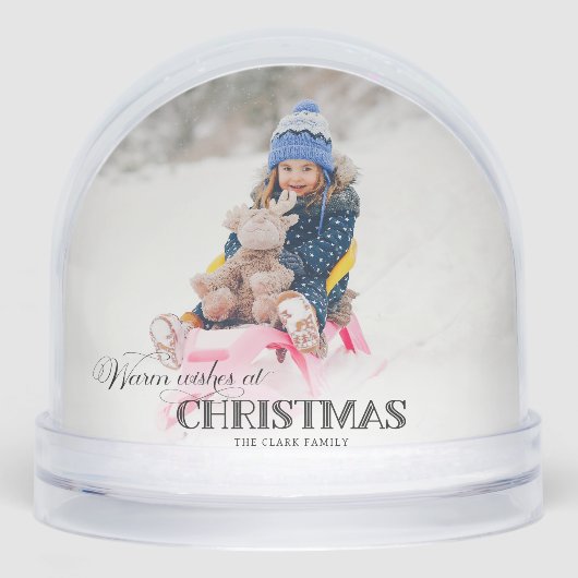 Fun Custom Weihnachtstypografie Foto Snow Globe Schneekugeln (Vorderseite)