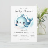 Fun Custom Whale Baby Dusche Einladung (Stehend Vorderseite)