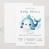 Fun Custom Whale Baby Dusche Einladung (Vorne/Hinten)