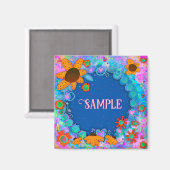 Fun Custom Yellow Flowers Blue Inspirivity Magnet (Vorderseite/Rückseite)