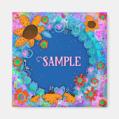 Fun Custom Yellow Flowers Blue Inspirivity Magnet (Vorne)