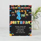 Fun Customizable Construction Birthday Invitation Einladung (Stehend Vorderseite)