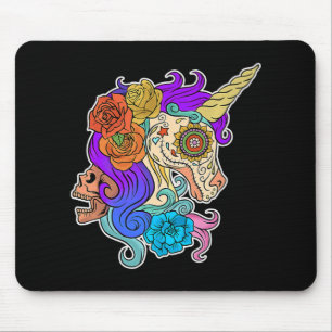 Fun Cute Sugar Skull Unicorn Halloween Gifts Costu Mousepad