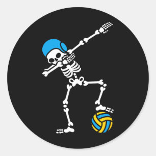 Fun Dab Dabbing Skeleton Water Polo Halloween Swim Runder Aufkleber