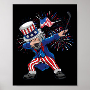 Fun Dabbing Uncle Sam Ice Hockey Puck Unabhängigke Poster